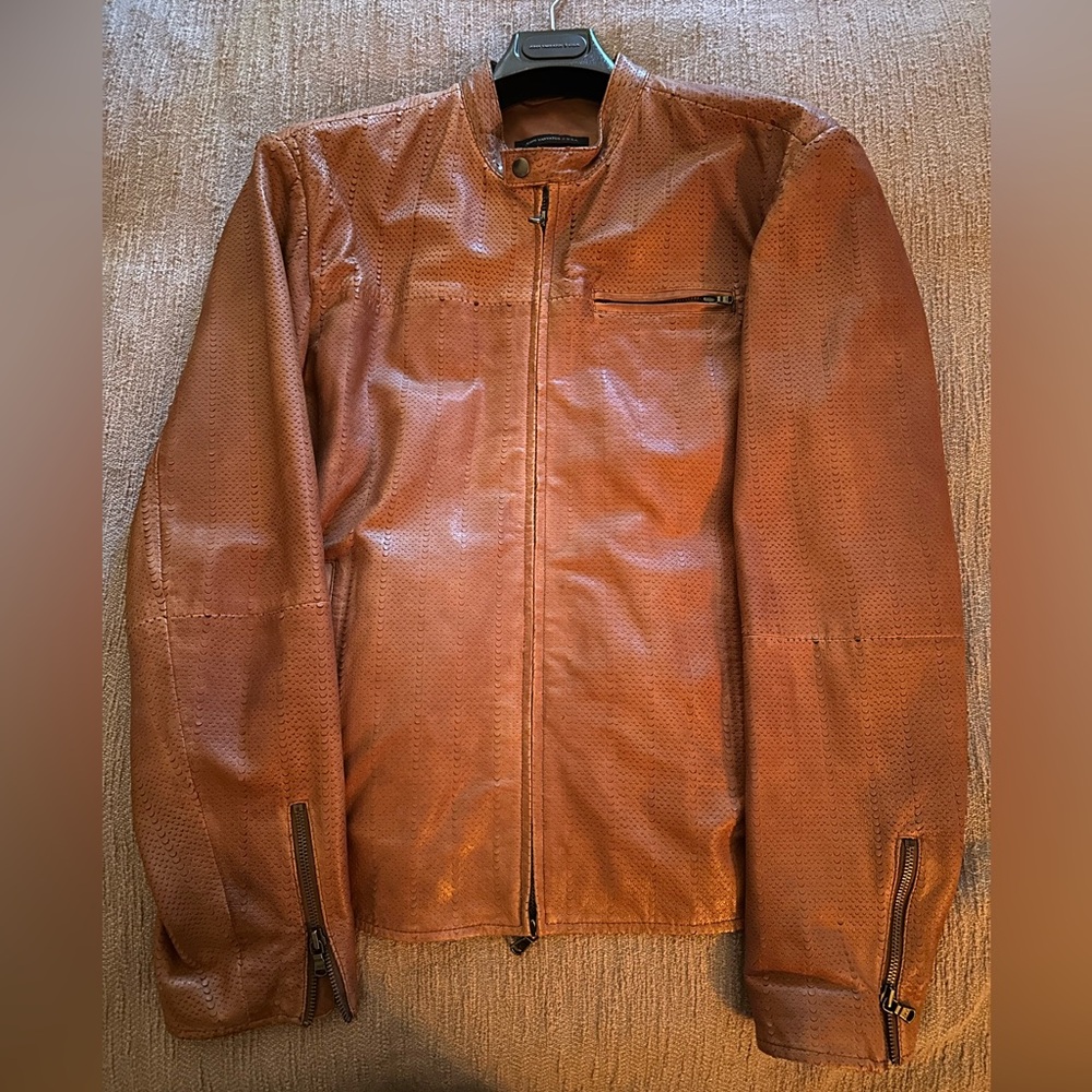 John Varvatos Perforated Sheepskin Leather Jacket Men’s Large